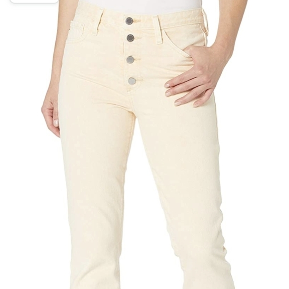 Adriano Goldschmied Isabelle Button Up, High Rise Straight Crop,Citrus, 32 waist - Picture 1 of 10